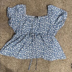 SHEIN Blue Floral Blouse